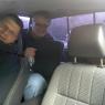 Squeezing into dad's truck