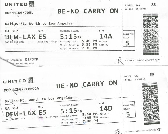 00 ticket to la